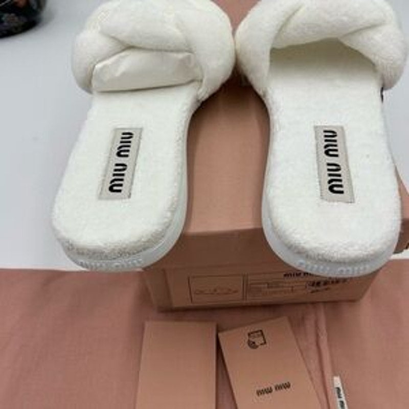 Women's Miu Miu Terry cloth slide sandals size 37.5 made in Italy