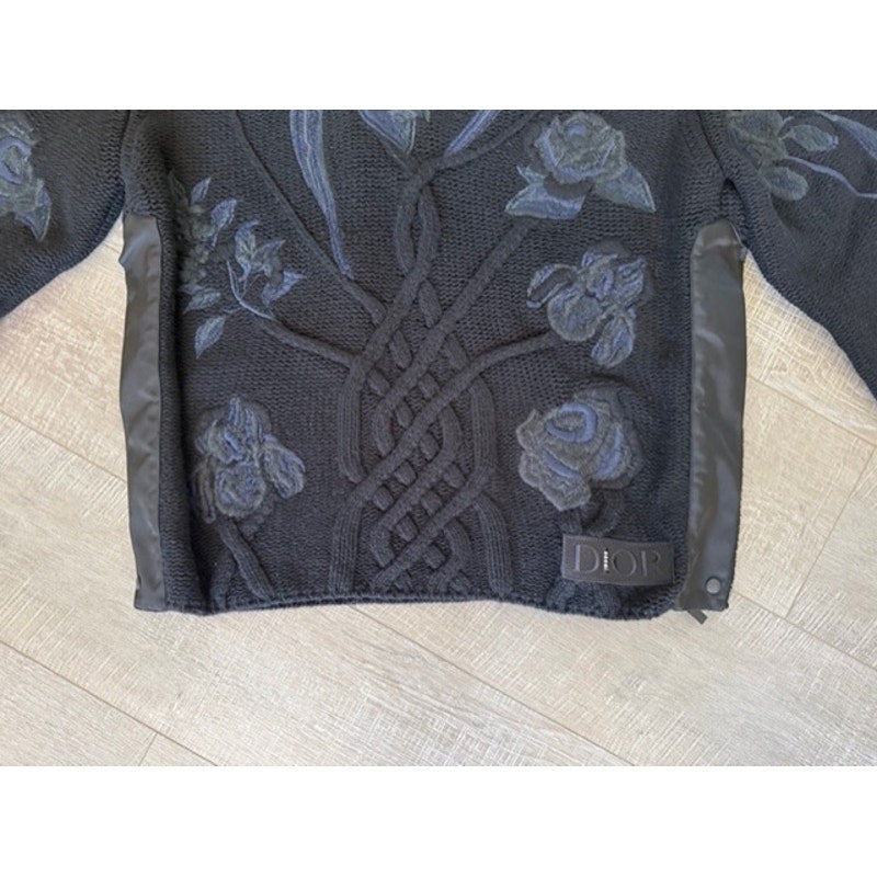 Men's Dior x Sacai NEW Black Wool Cashmere Knit Sweater Size L - Rare