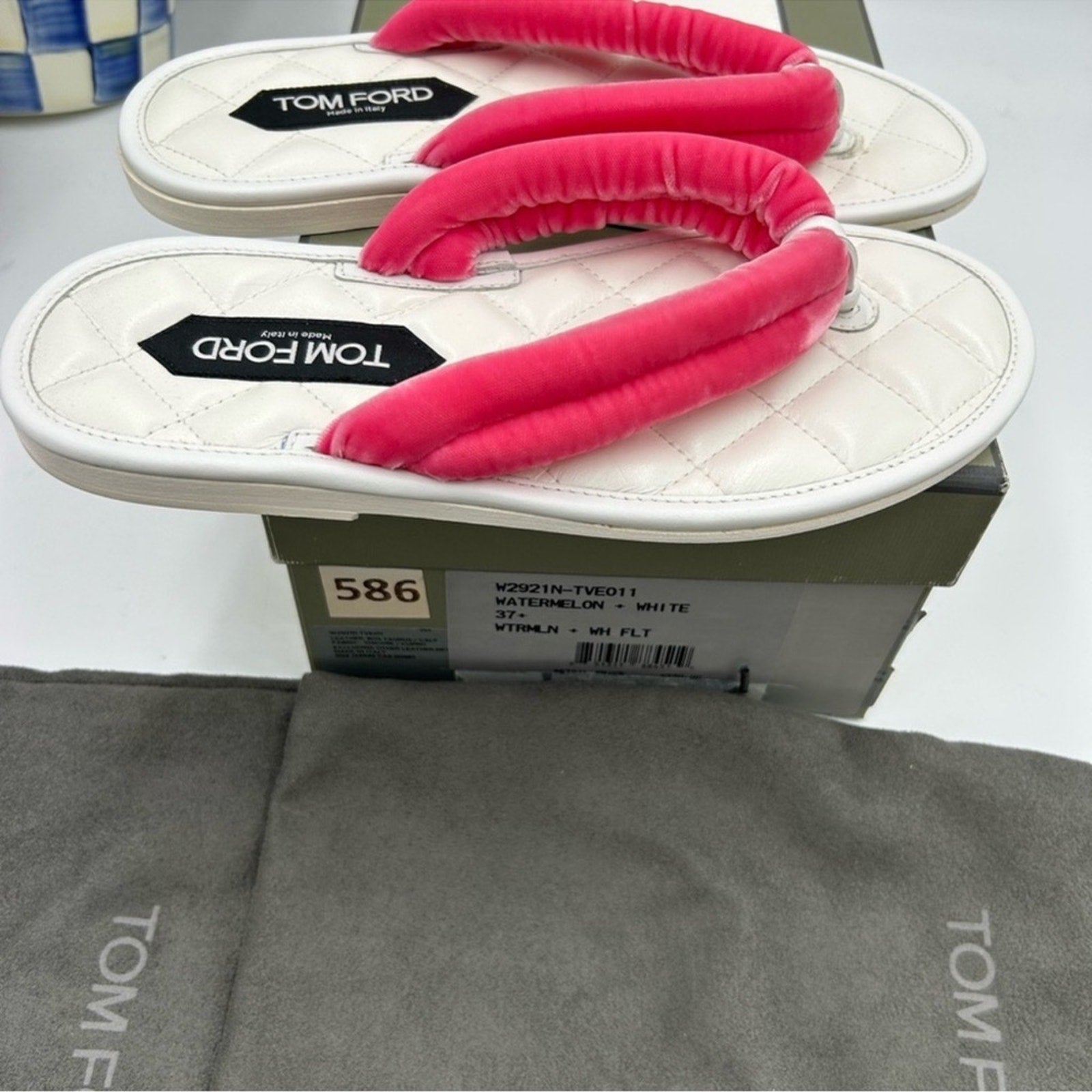 Women's Tom Ford Watermelon/White Flip-flop sandals 
Sizes 37.5 
Made in Italy