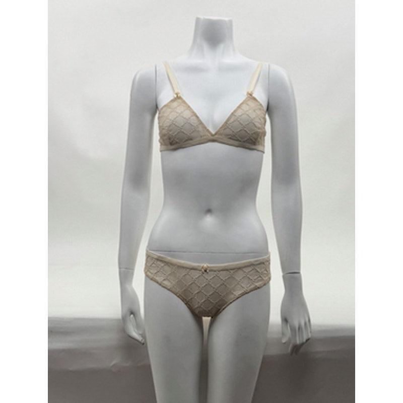 Women's Gucci NWT Cream GG Logo Lace Bra & Briefs Lingerie Set Size S