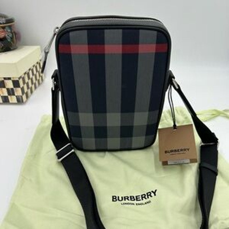 Men's Burberry, paddy check messenger bag adjustable strap made in Italy