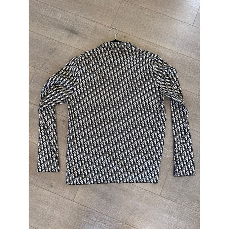 Men's Dior Oblique Jacquard All-Over Woven Button-Up Long Sleeve Shirt Size XL