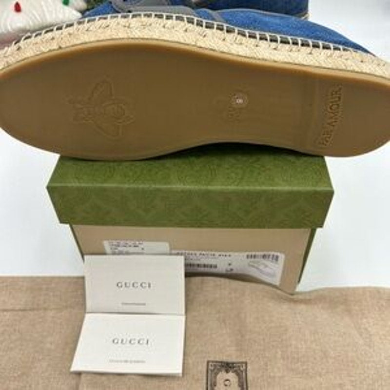 Men's Gucci interlocking G Espadrilles in blue denim size 9, made in Spain