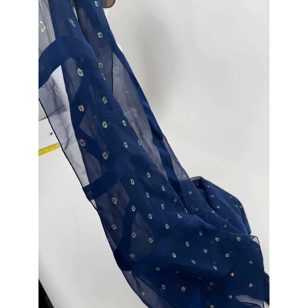 Christian Dior Blue Rare Metallic Flakes Large Shawl Scarf
