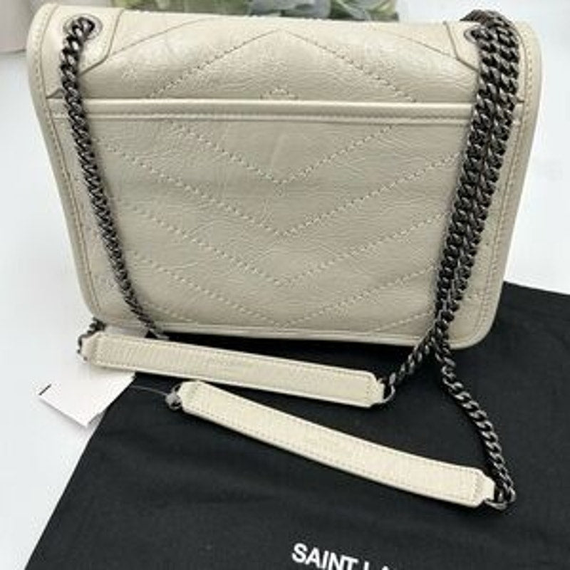 Women's Saint Laurent Ysl NIKI BABY shoulder bag in vintage crinkled leather