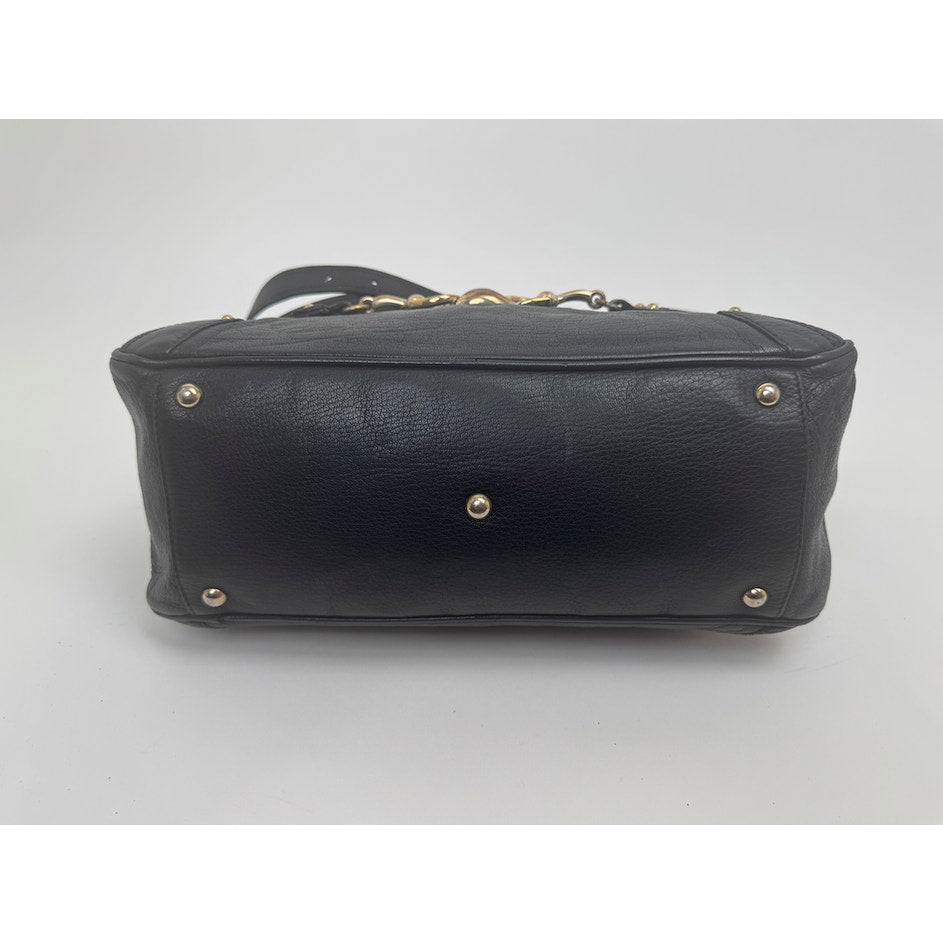 Gucci Black 3-Way Bag Horsebit Bamboo Accent Convertible Shoulder Crossbody Bag