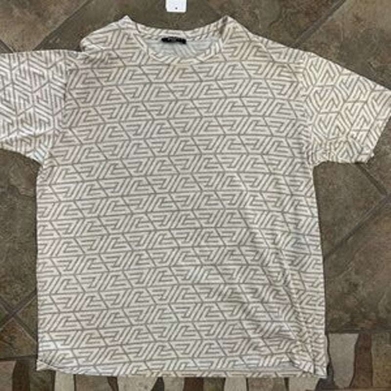 Men's Balmain oversized cotton shirt with printed pyramid monogram size small