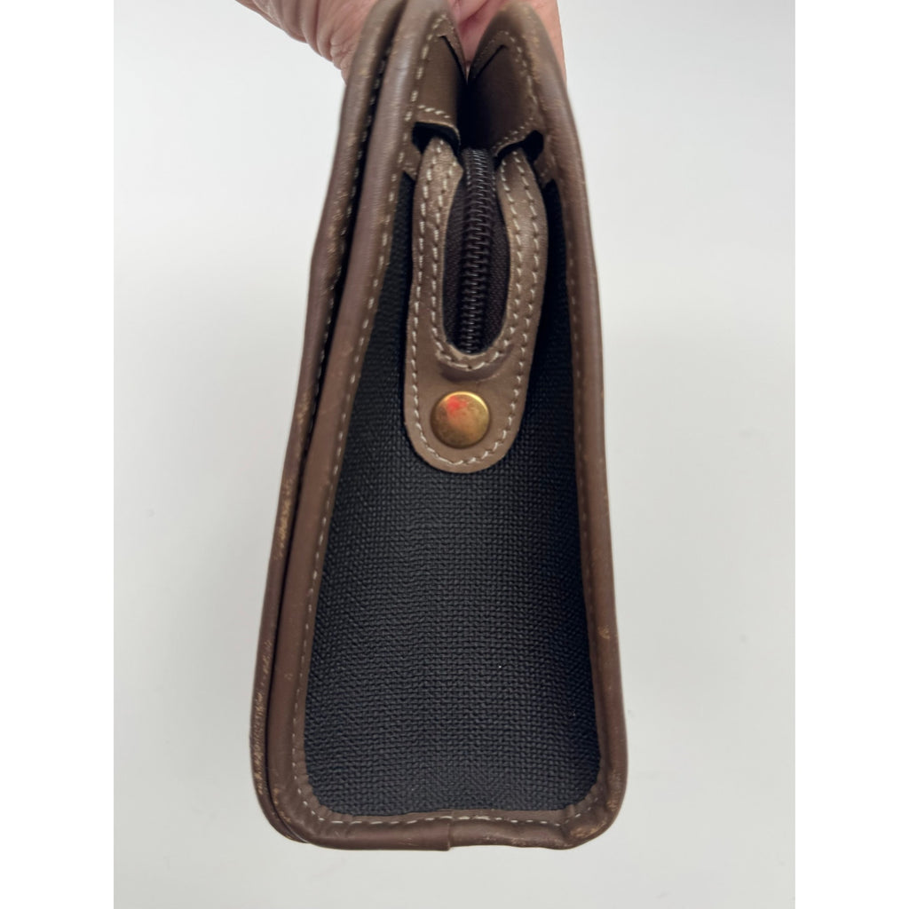 Alfred Dunhill Black & Brown PVC & Leather Clutch / Toiletry Pouch