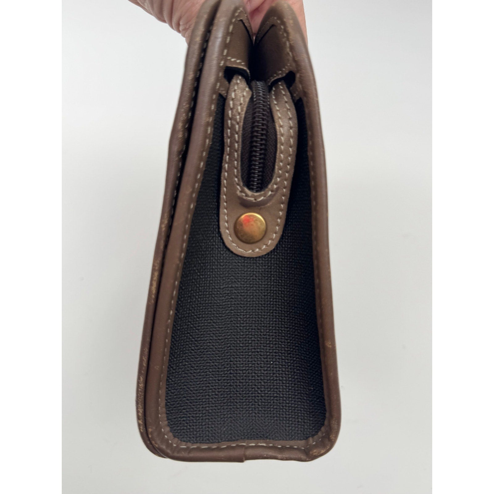 Alfred Dunhill Black & Brown PVC & Leather Clutch / Toiletry Pouch