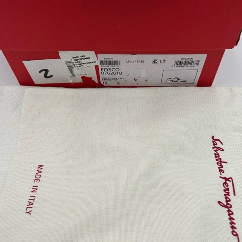 Man Salvatore, Ferragamo plain toe Derby shoes calf Leather size 12 made Italy