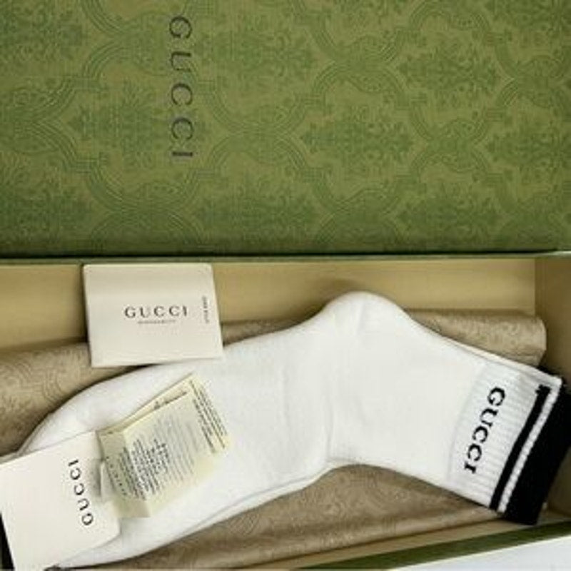 Gucci unisex logo imtarsia stretch, cotton blend socks size large