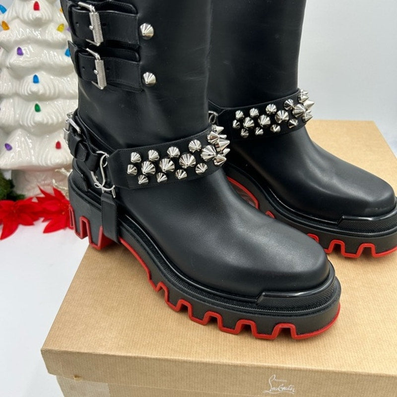 Christian Louboutin women's Dune bike spike Moto boots size 39 made in Italy
