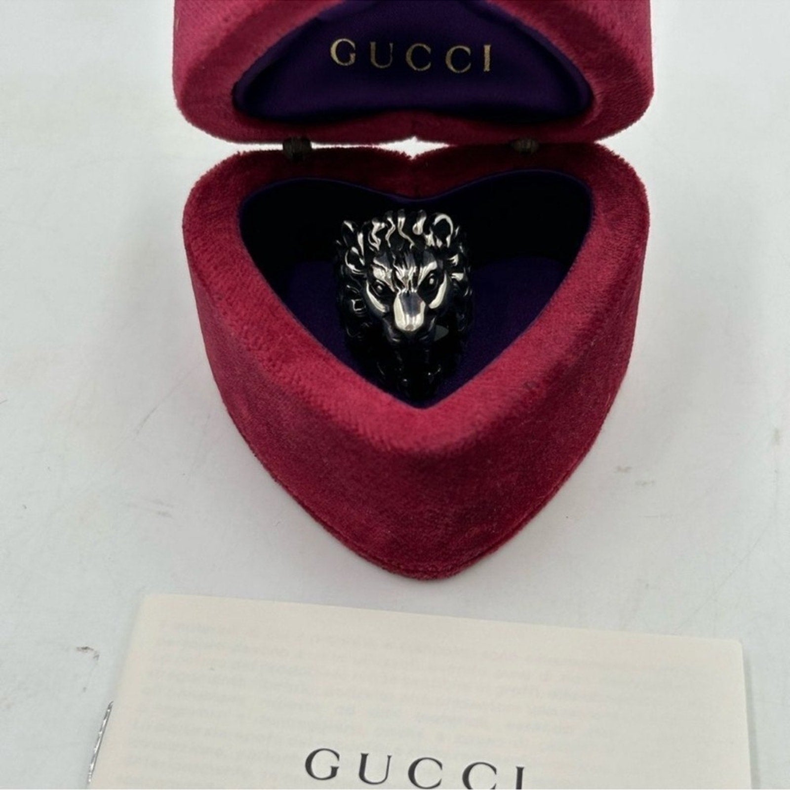 Women's Gucci Lionhead, motif sterling silver ring Size 8-8.5 Made in Italy