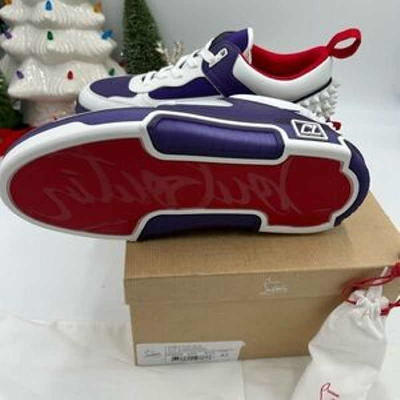 Christian Louboutin ASTROLOUBI low top purple and white leather sneakers size 42