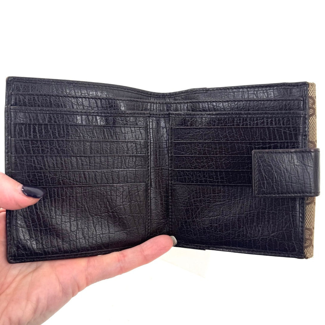 Gucci GG Rare Neutral Canvas Monogram Web Canvas Compact Wallet