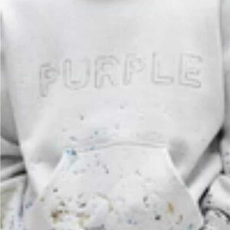 Men's Purple brand paint, splattered, crystal wordmark, heavy cotton fleece M