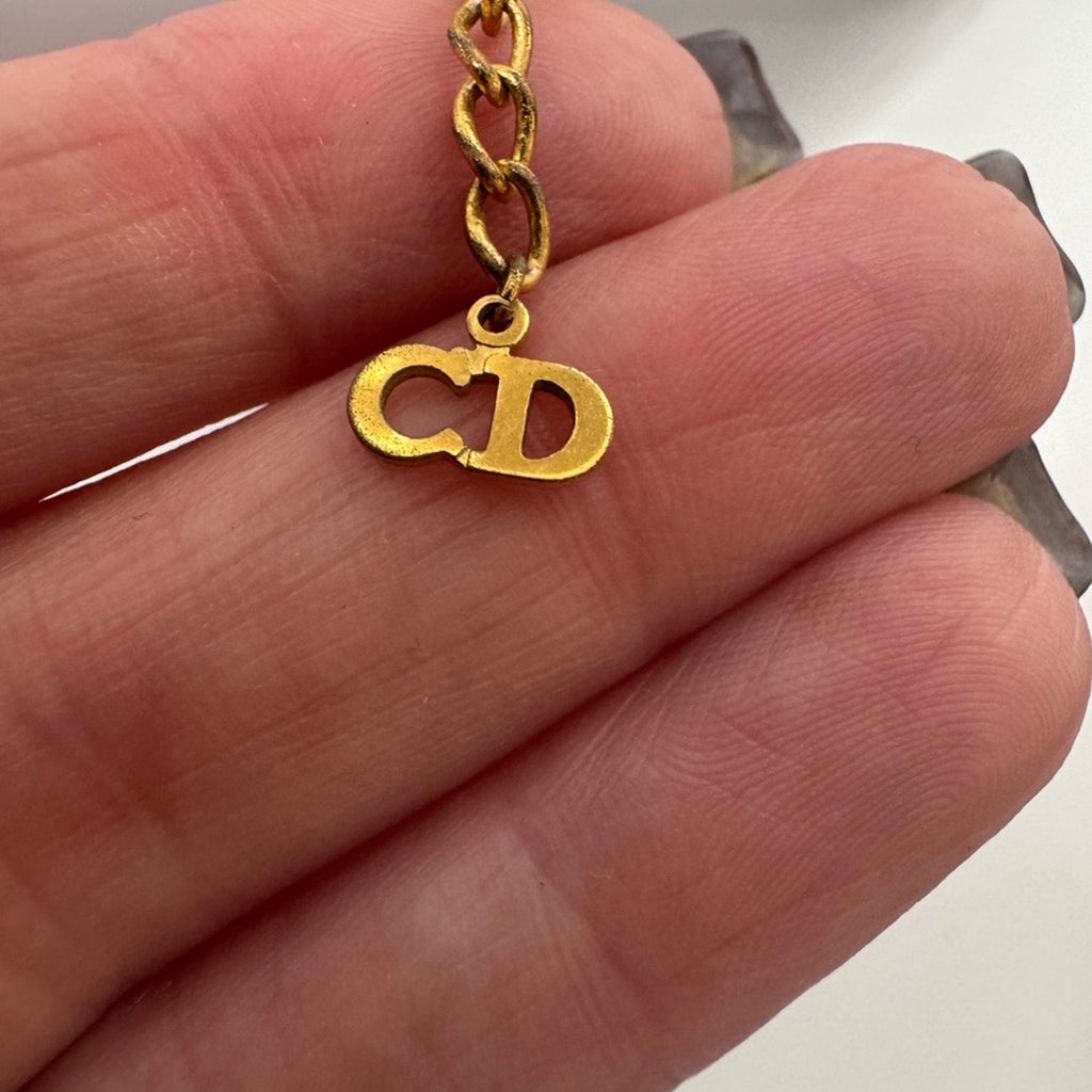 Christian Dior pendant necklace adorned with rhinestones CD clasp