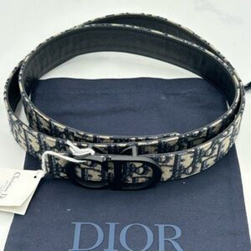 Men's Dior oblique jacquard reversible belt size 120 cm/46 inches made in Italy