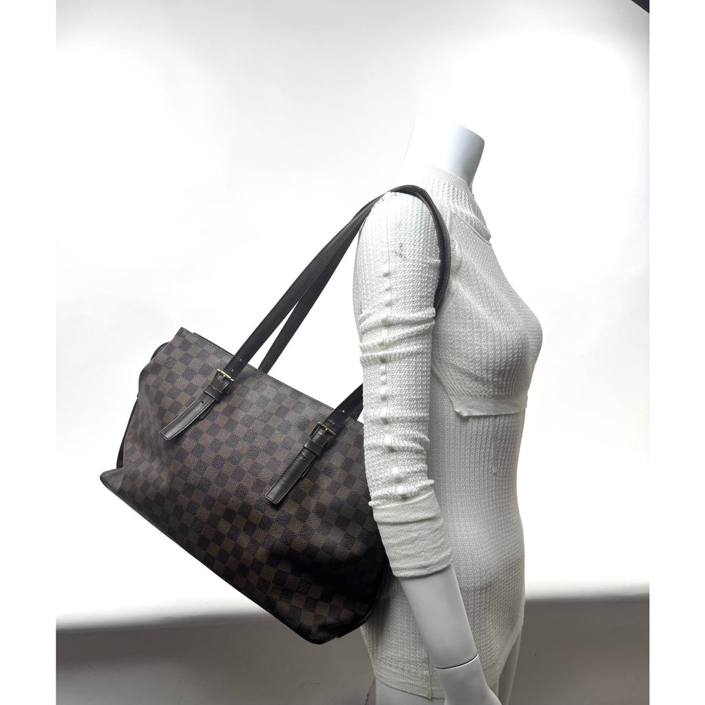 Louis Vuitton Brown Damier Ebene Chelsea Coated Canvas Top Zip Tote Bag
