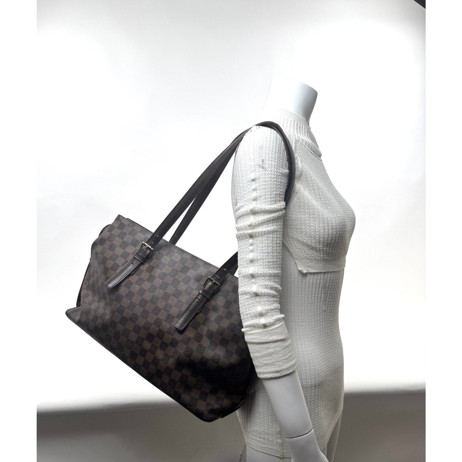Louis Vuitton Brown Damier Ebene Chelsea Coated Canvas Top Zip Tote Bag