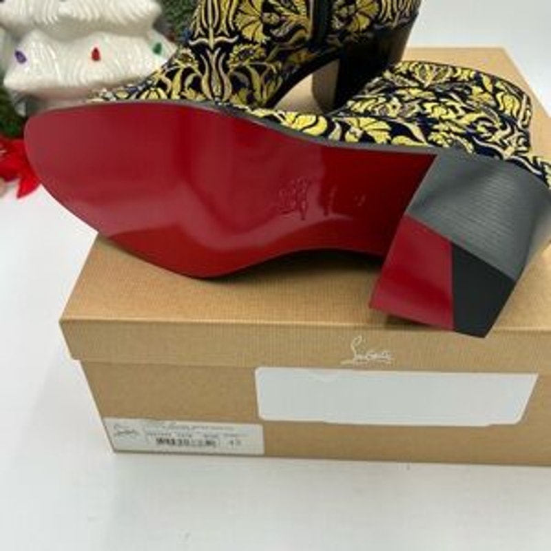 Christian Louboutin Mens LOUBI mystery OMERIC velvet with gold embroidery 42