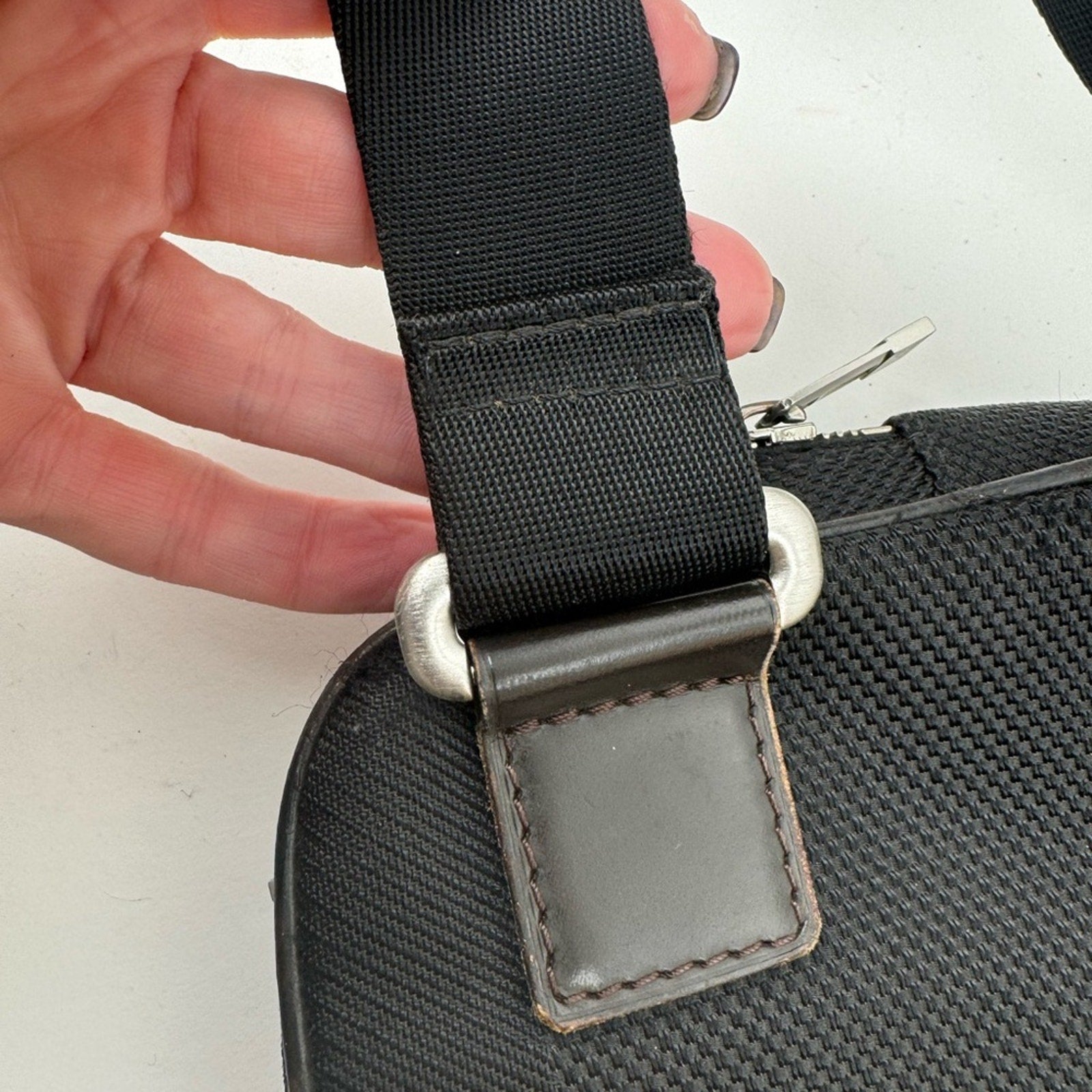 LV Black Damier Ebene Geronimos Cross Body Fanny Pack Bum Bag- READ DESCRIPTION