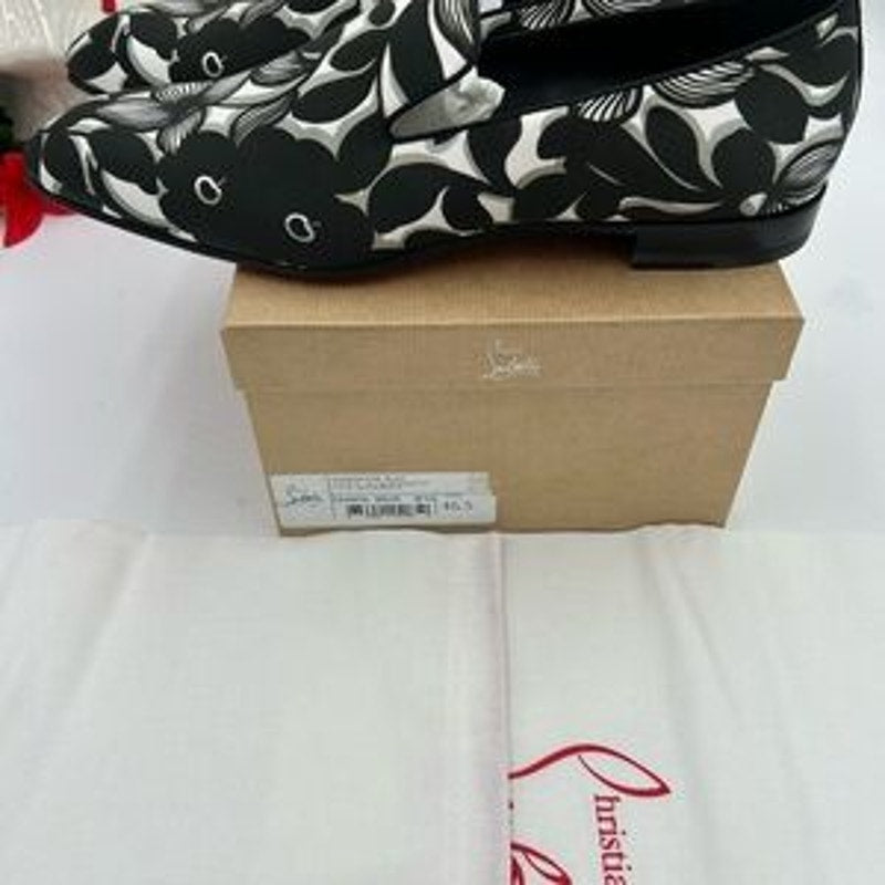 Christian Louboutin Mens dandelion flat black/white loafers size 46.5 Italy