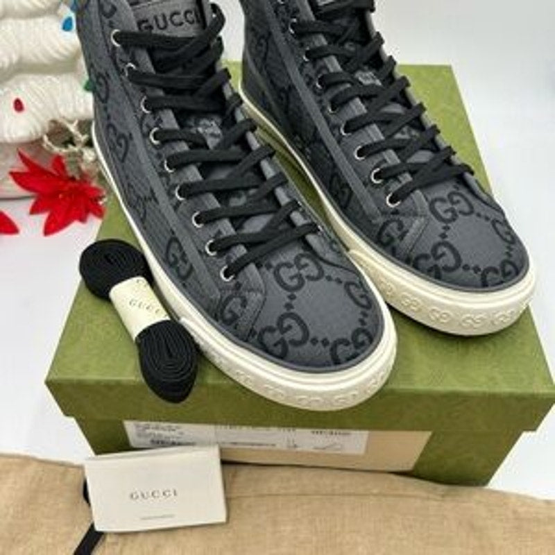 Gucci Men's tennis 1977 Black and Gray High-Top Sneakers size 11 made in Italy