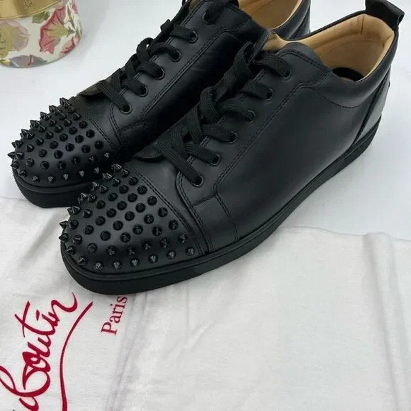Men's Christian Louboutin, Louis Jr spiked sneakers size 47 made in Italy
