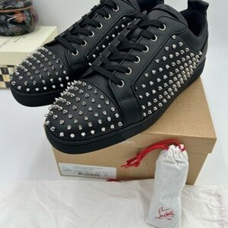 Men's Christian Louboutin, Louis Jr Spike flat sneakers size 47 made in Italy