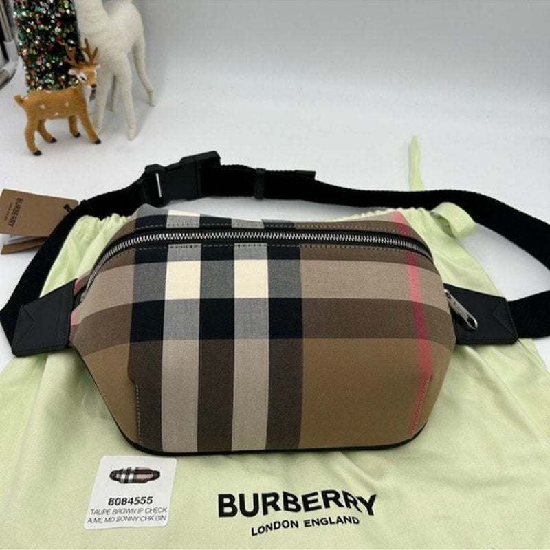 Unisex Burberry multicolor adjustable check belt bag/fanny pack Made in Italy