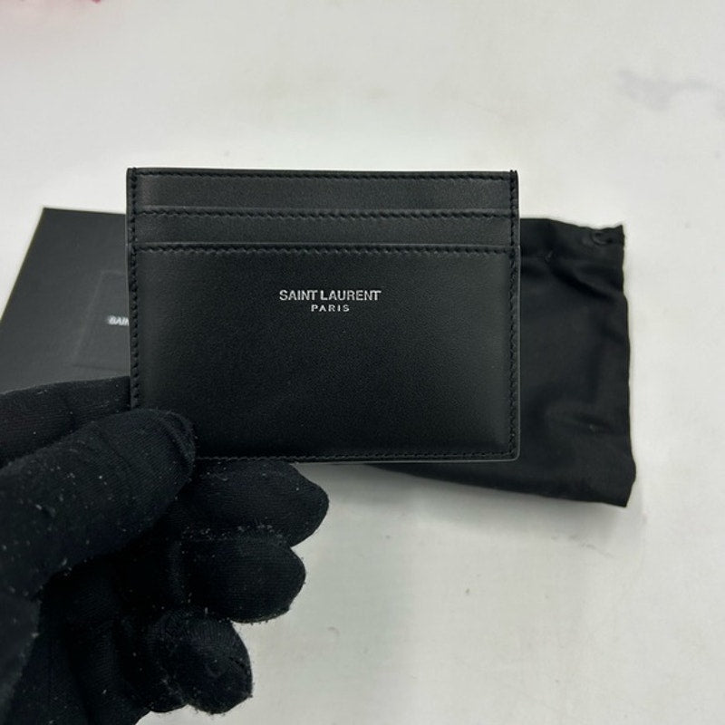 Saint Laurent Paris, credit card case in smooth black leather made in Italy