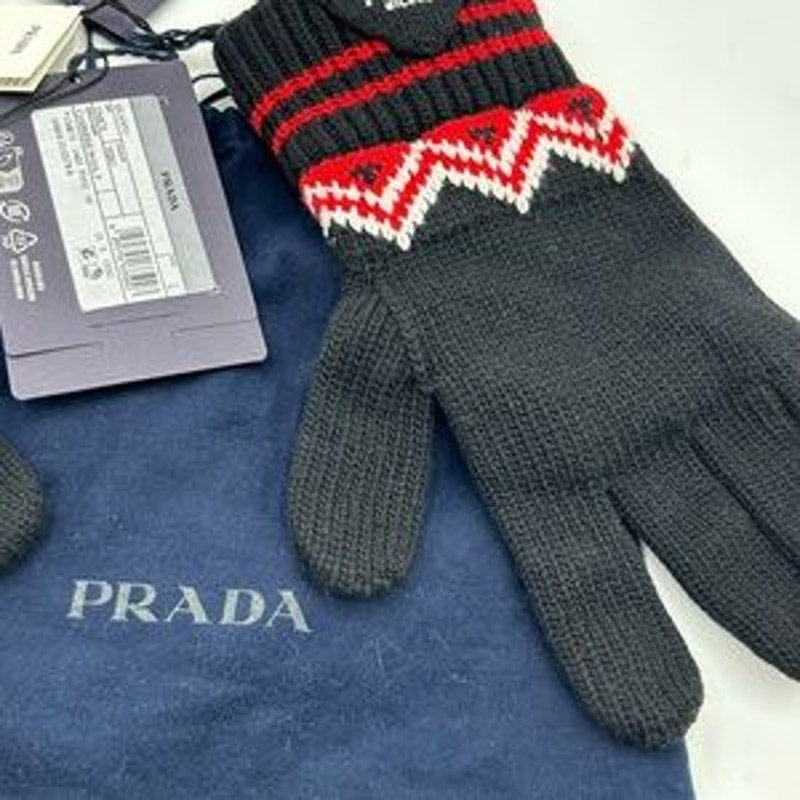 Unisex Prada wool/cashmere knit gloves size large made in Italy