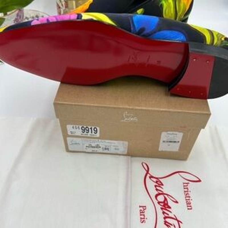 Men's Christian Louboutin, dandy chick roses, satin loafers size 46 made Italy