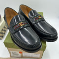 Men's Gucci kaveh interlocking G leather loafers size 12.5 made in Italy