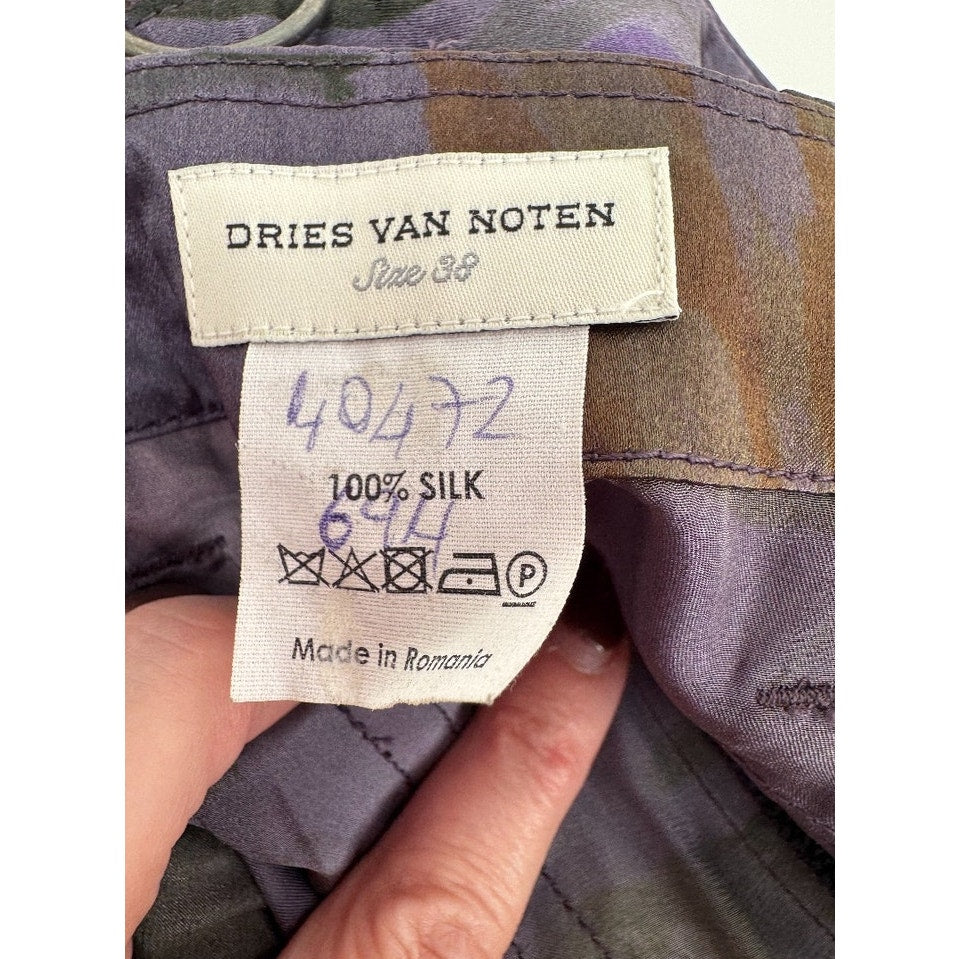 Dries Van Noten Multicolor Silk Floral Belted Utility Skirt Size 38
