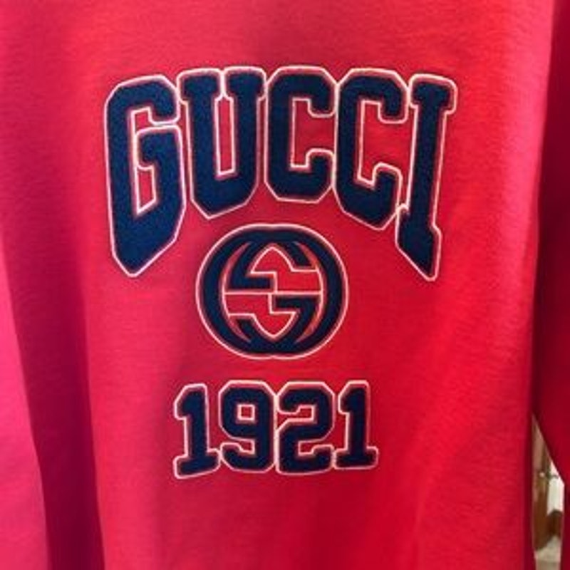 Men's Gucci logo embroidered cotton jersey sweatshirt, size XL made in Italy