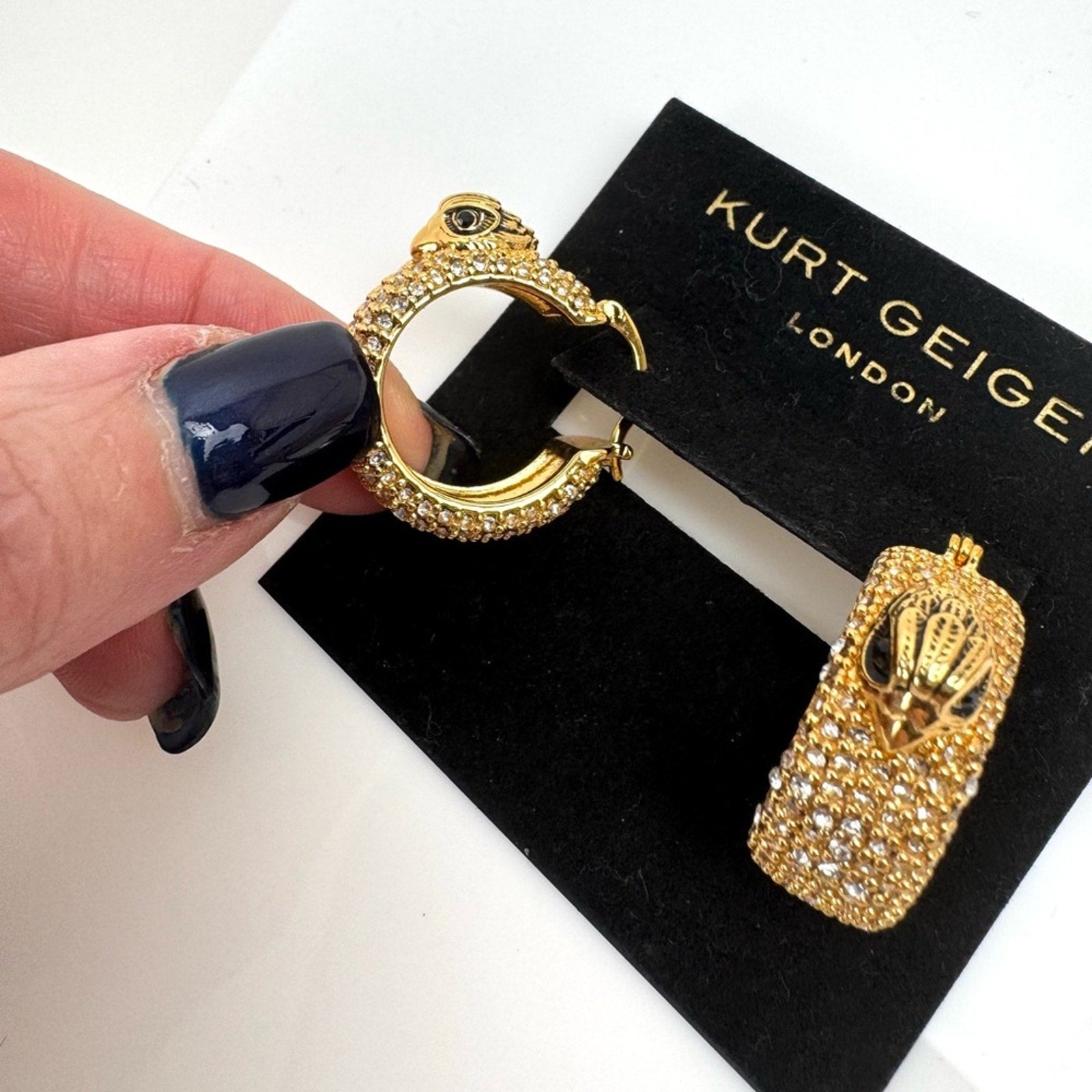 Kurt Geiger, Gold  plate Eagle hoops w/rhinestone embellishment throughout NWT’s