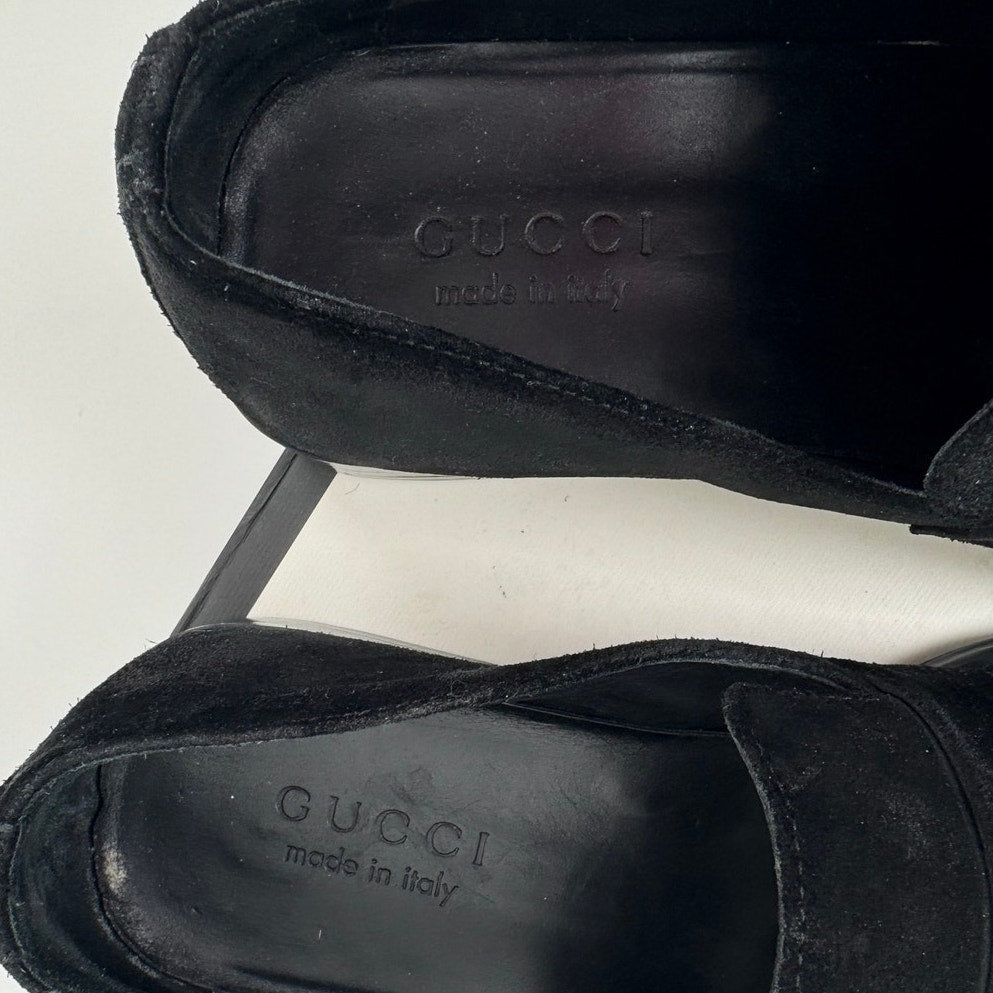 Gucci Unisex Tom Ford Black Suede Slip On Loafers Size M7.5 W9