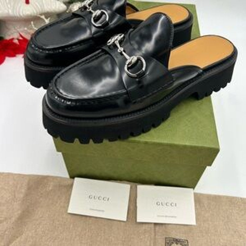Women's Gucci, leather horse bit mules size 40 made in Italy