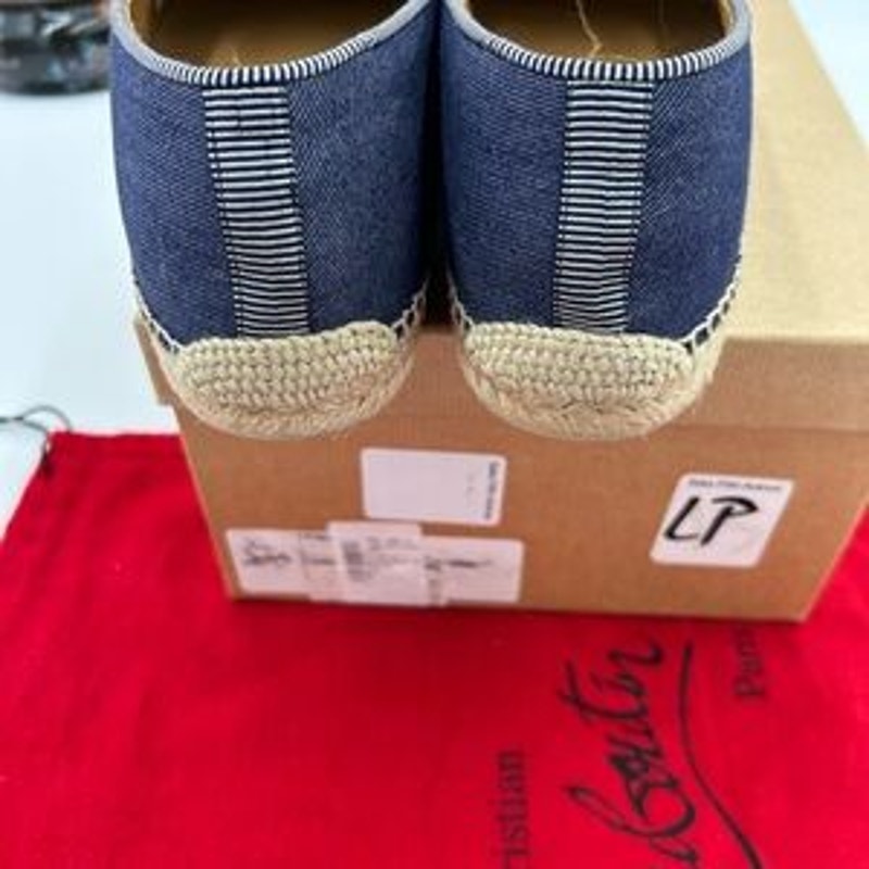 Men's Christian Louboutin Nanou orlotto flat espadrilles in blue denim size 42