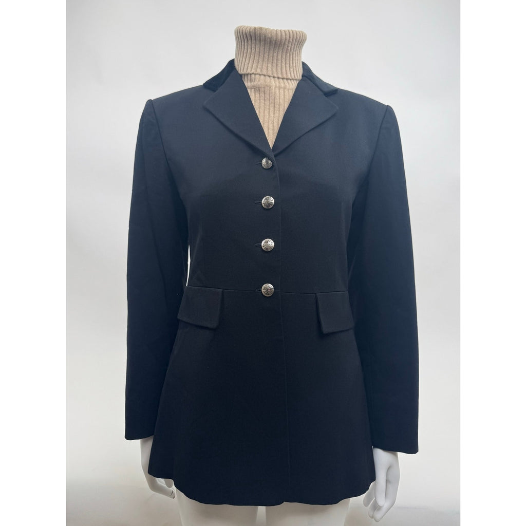 Hermes Women's Black 100% Wool Blazer Jacket Size FR 40 / US 8