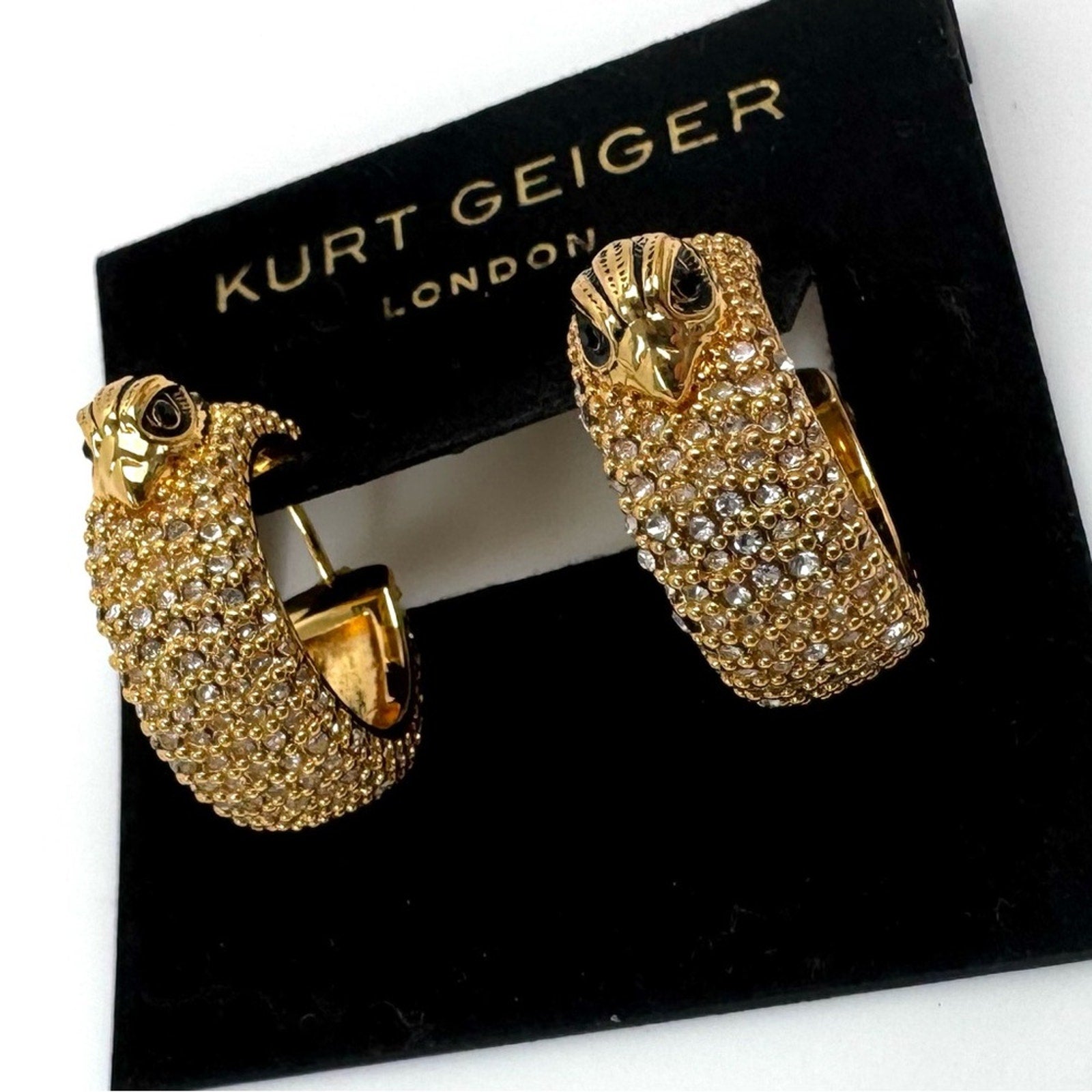Kurt Geiger, Gold  plate Eagle hoops w/rhinestone embellishment throughout NWT’s