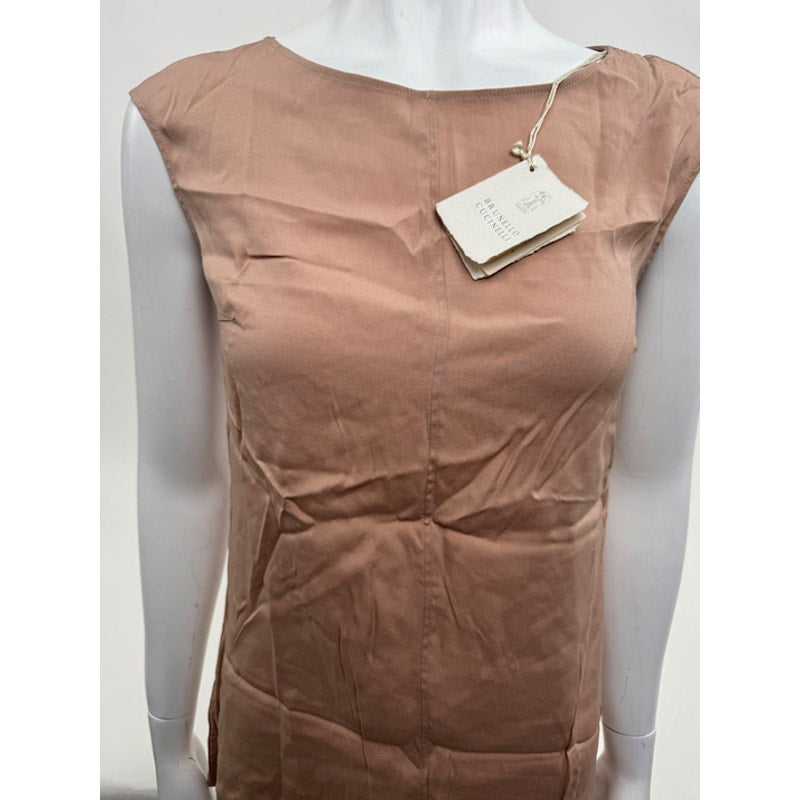 Brunello Cucinelli NWT Women's Silk Shell Blush Beige Blouse XS