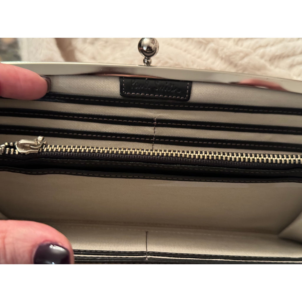 PAUL SMITH Rare Black and Yellow Heart Print Kiss Lock Clutch Bag/Long Wallet