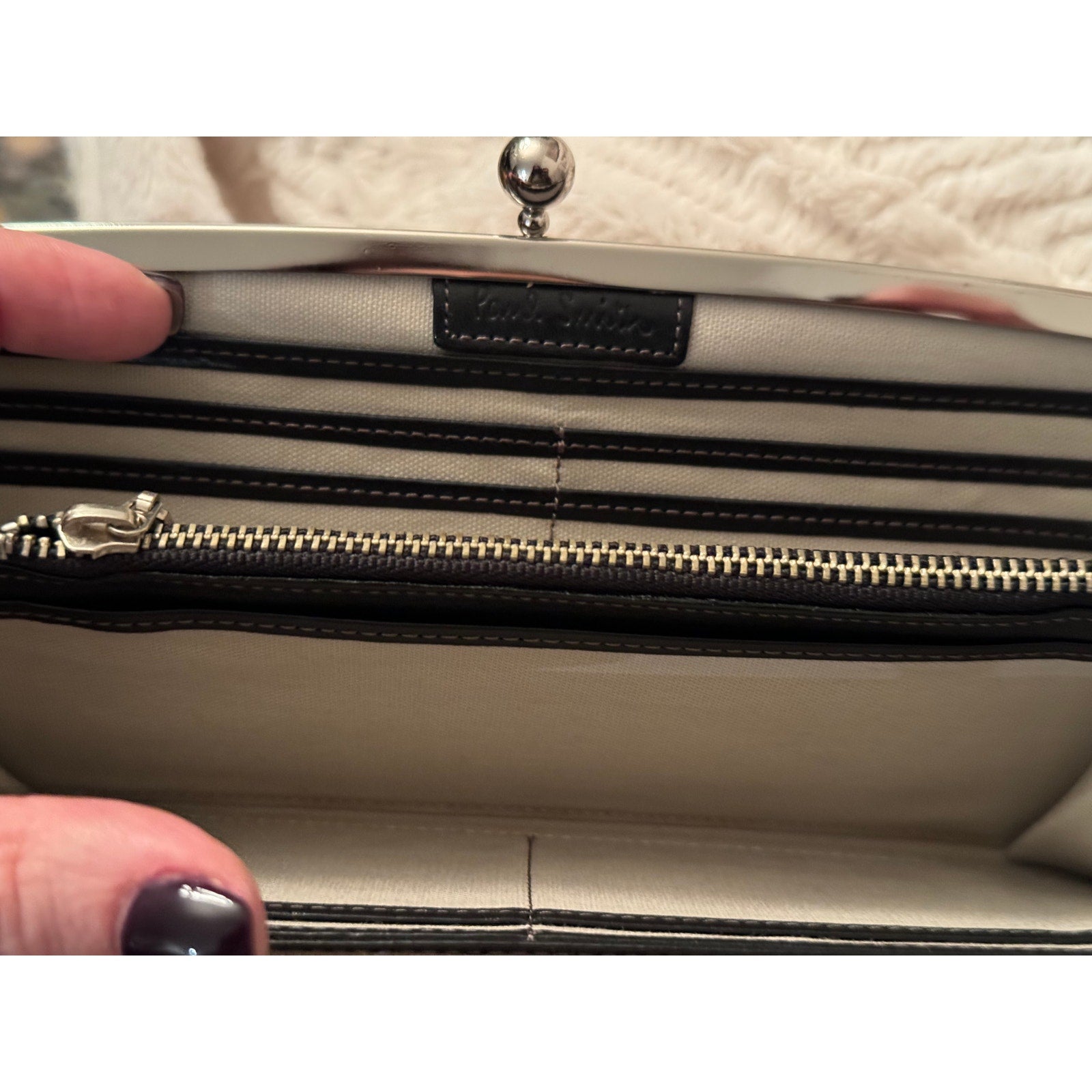 PAUL SMITH Rare Black and Yellow Heart Print Kiss Lock Clutch Bag/Long Wallet