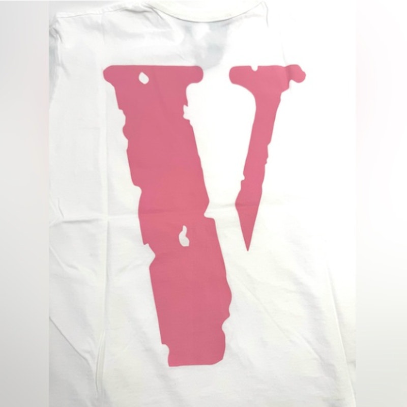 Men's Vlone x Friends NEW White and Pink Short Sleeve T-Shirt Size L