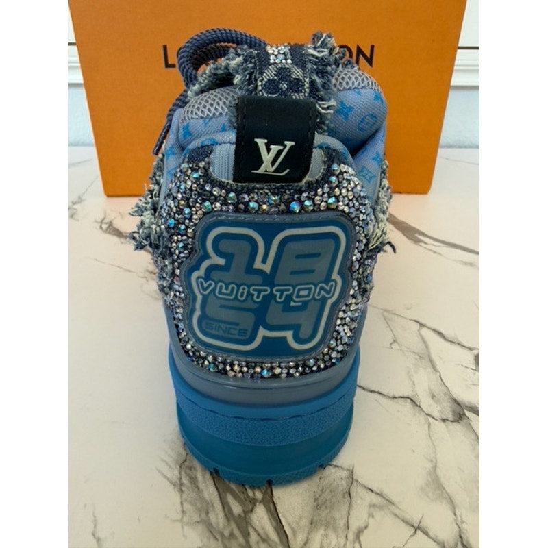 Louis Vuitton Blue Swarovski Monogram Skate Trainers – Men’s LV 8.5 / US 9.5