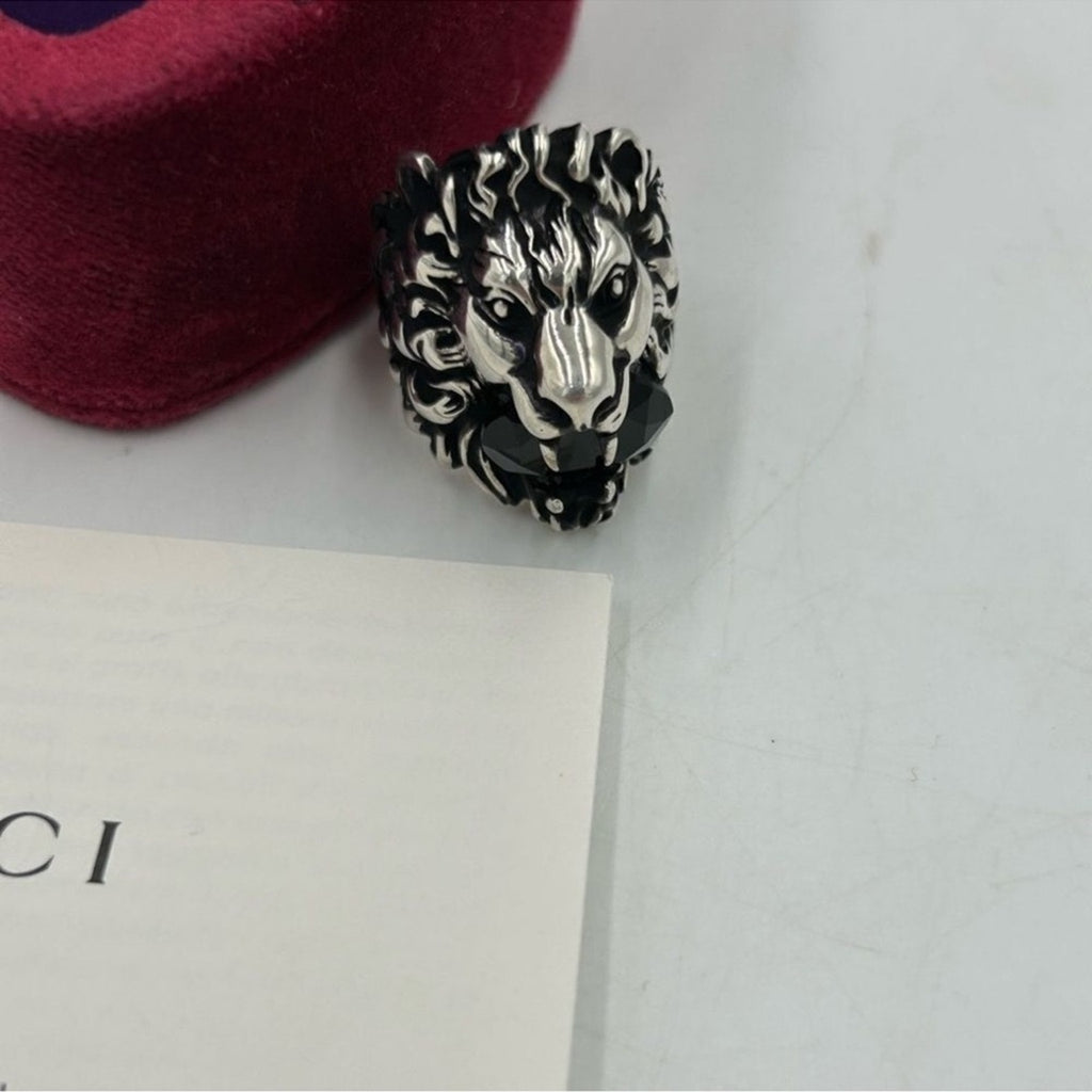Women's Gucci Lionhead, motif sterling silver ring Size 8-8.5 Made in Italy