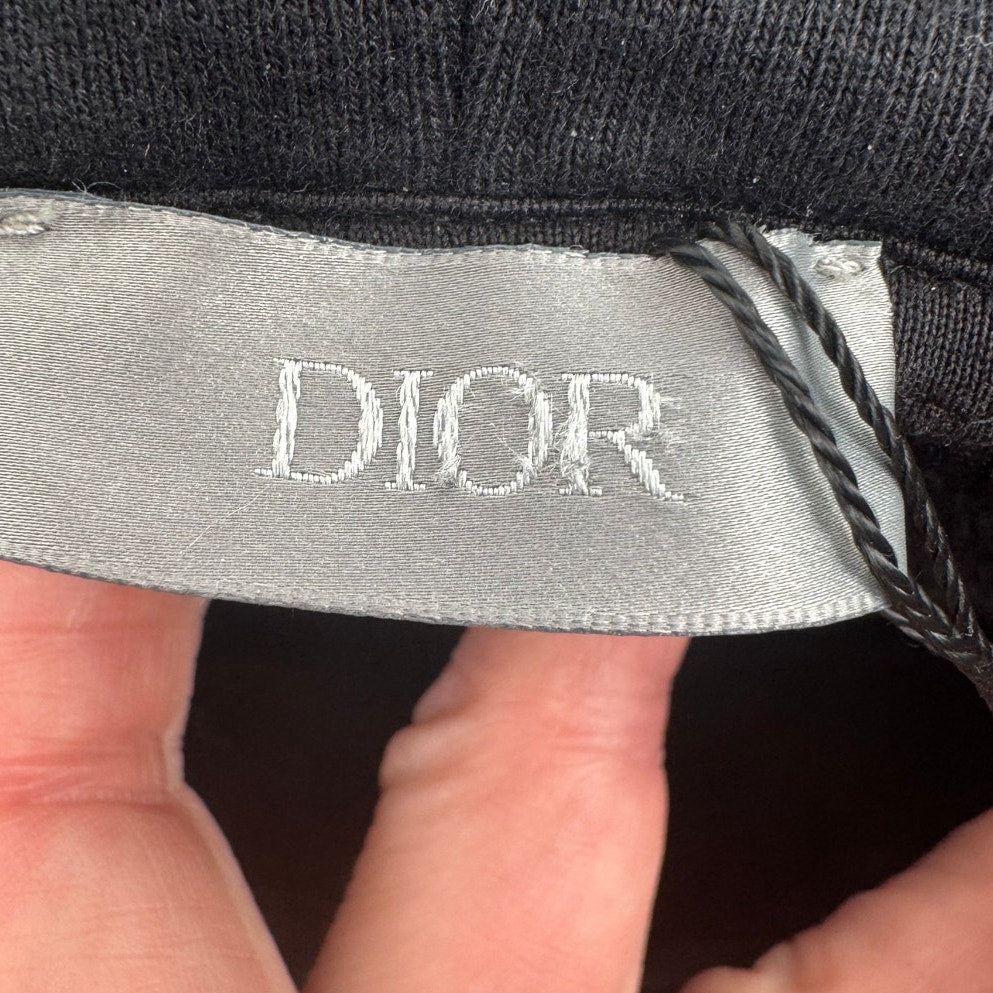 Men's Christian Dior Black CD Icon Cotton Fleece Hooded Sweatshirt Size XXL